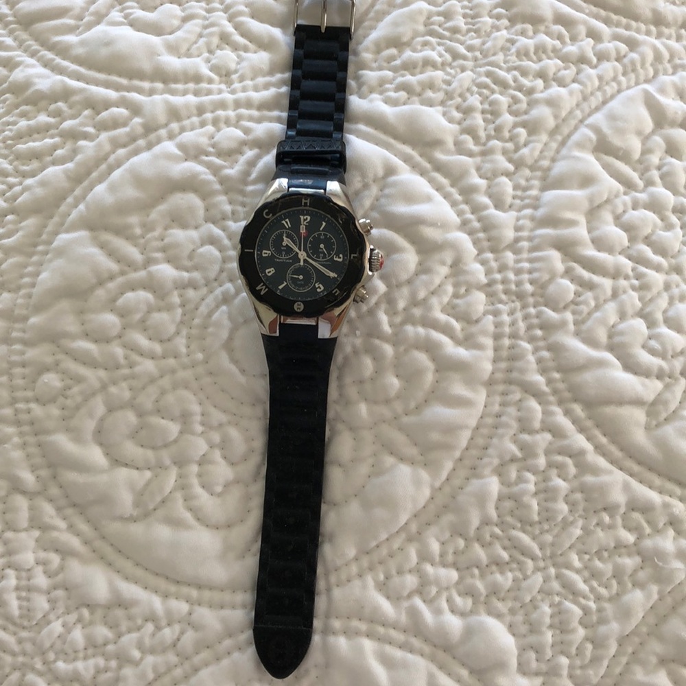Michele Black Silicone Watch
